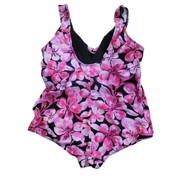 Beach Belle Honolulu Pink Plus Size Sarong Front Swimsuit Size 24 - Picture 3 of 8